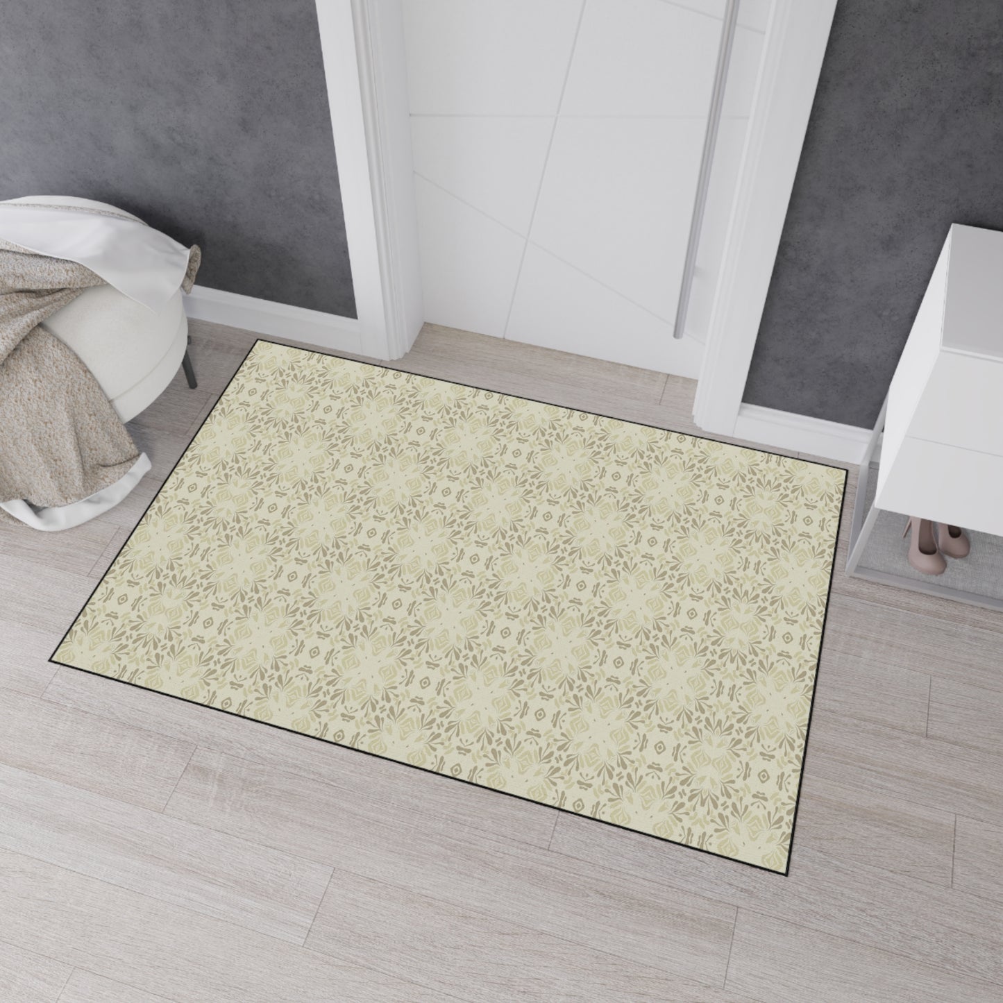 Elegant Heavy Duty Floor Mat Frond Splash Mini© Wheat, for Home Decor, Kitchen Rug, Stylish Entrance Mat, Durable Area Floor Mat, Non-slip
