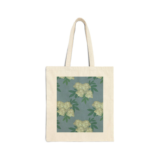 Cotton Canvas Tote Bag, Rachel's Peonies© Blue