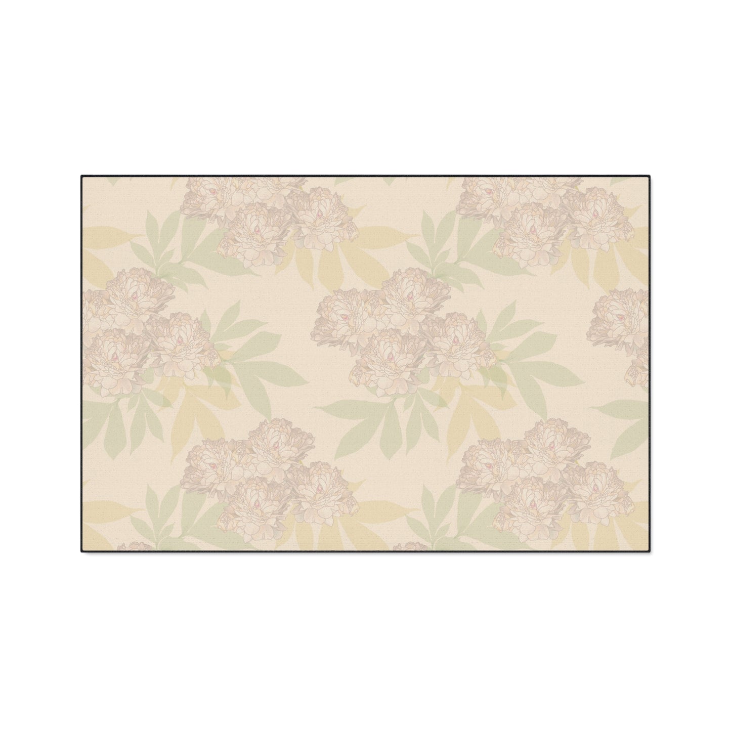 Spacious Floral-Patterned Heavy Duty Floor Mat Featuring Rachel's Peonies© in Blush for Home Decor, Kitchen, Entryway,