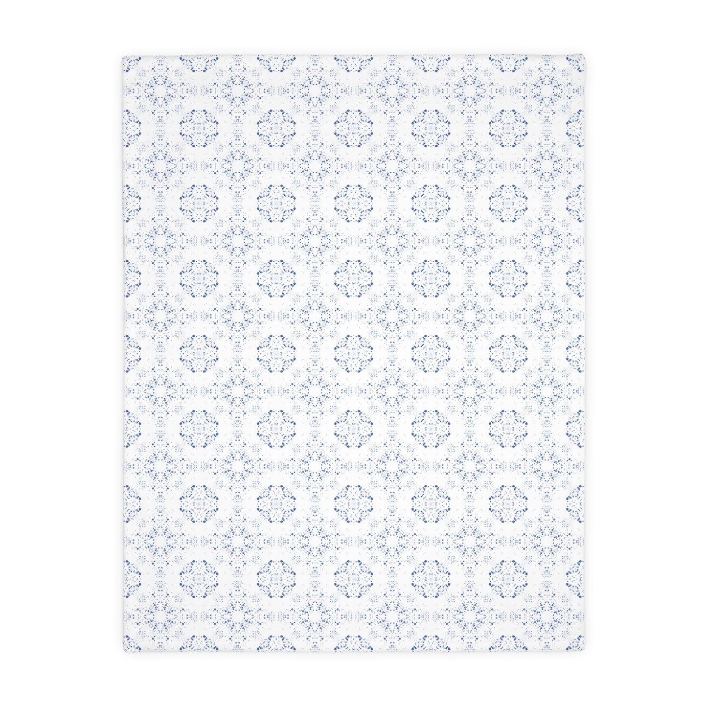 Velveteen Microfiber Blanket (Two-sided print) - Batik Scatter, Blue and White