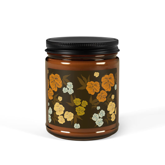 Textured Floral© Chocolate Brown, Scented Soy Candle | Eco-Friendly Home Decor, Featuring Textured Floral© in Chocolate Brown. Aromatherapy Gift