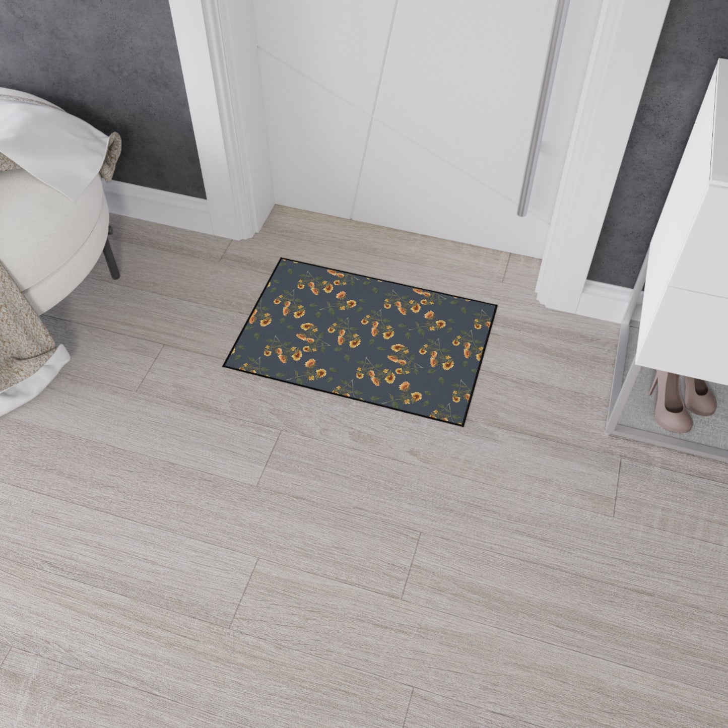 Floral Heavy Duty Floor Mat | Sunflower Debut© Hale, Stylish Kitchen Rug, Durable Entryway Mat, Indoor Carpet, Home Decor, Farmhouse Decor
