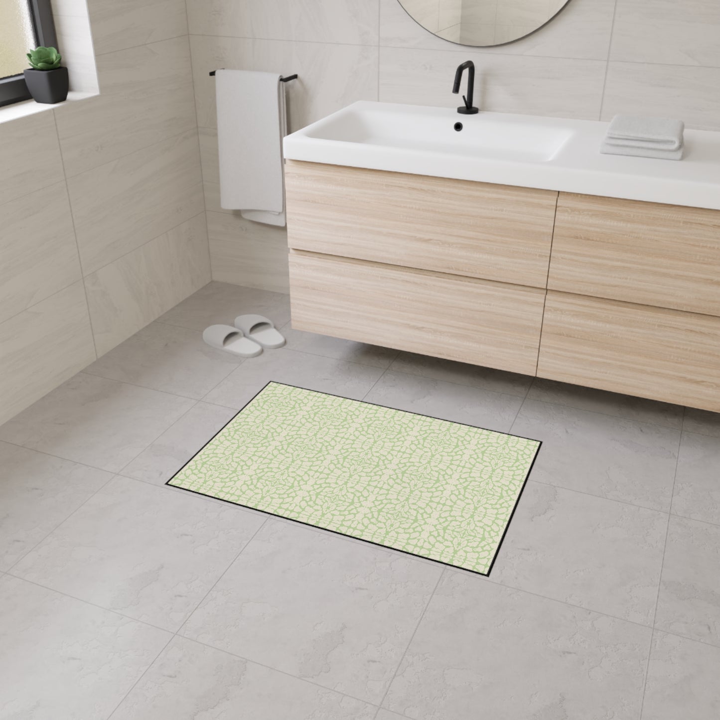 Stylish Heavy Duty Floor Mat, Lime Cream Animal Look Print, Non-Slip Area Rug, Indoor/Outdoor Decor, Home Entrance Mat
