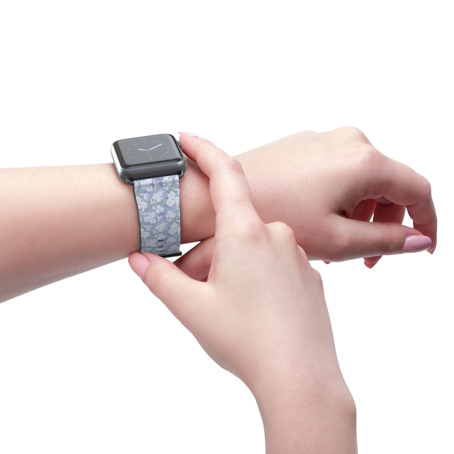 Pastel Periwinkle Floral Watch Band — Lightweight Garden Pattern Strap for Apple Watch