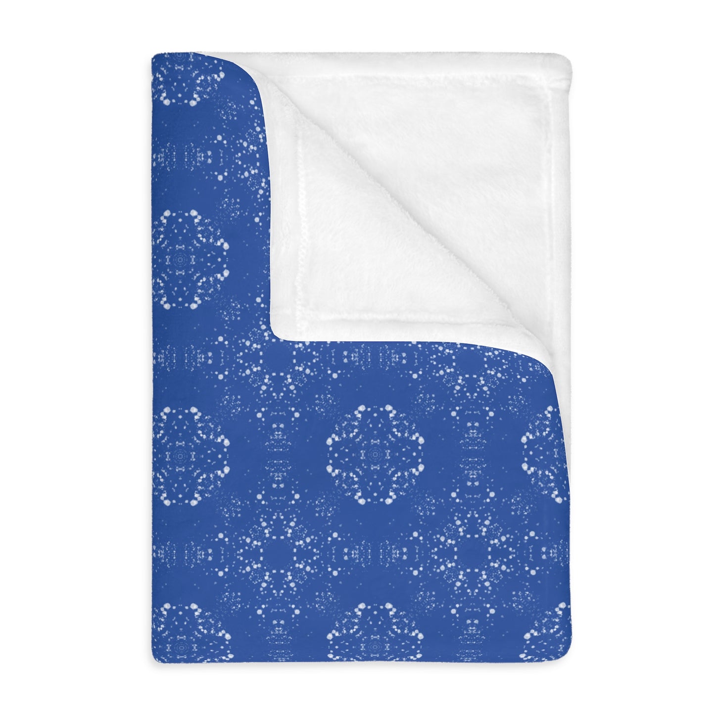 Velveteen Microfiber Blanket (Two-sided print) - Batik Scatter, Dark Blue