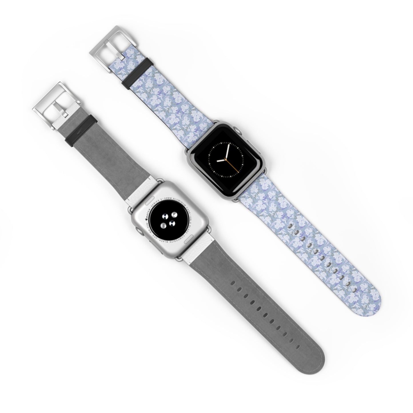 Pastel Periwinkle Floral Watch Band — Lightweight Garden Pattern Strap for Apple Watch