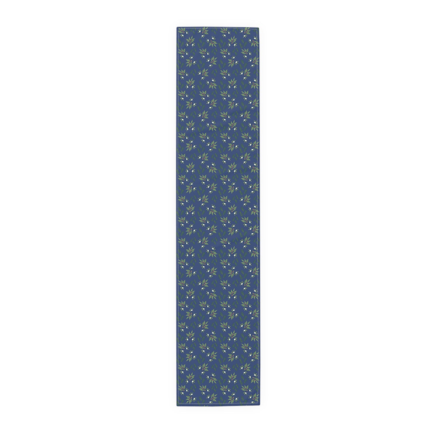 Table Runner - Mistletoe, Berries and Sprigs, Blue (Cotton, Poly)