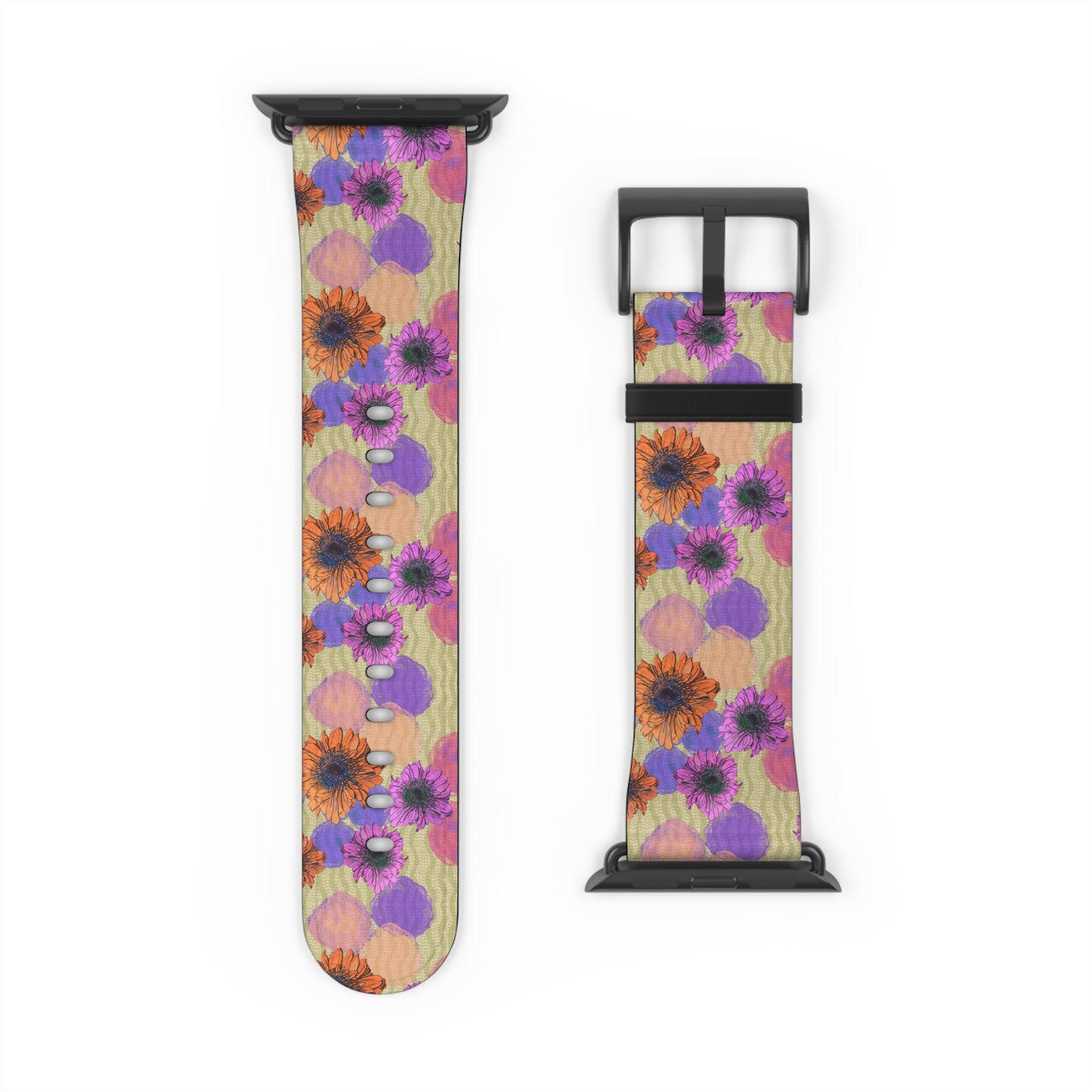 Floral Watercolor Apple Watch Band — Purple & Orange Zinnia Print