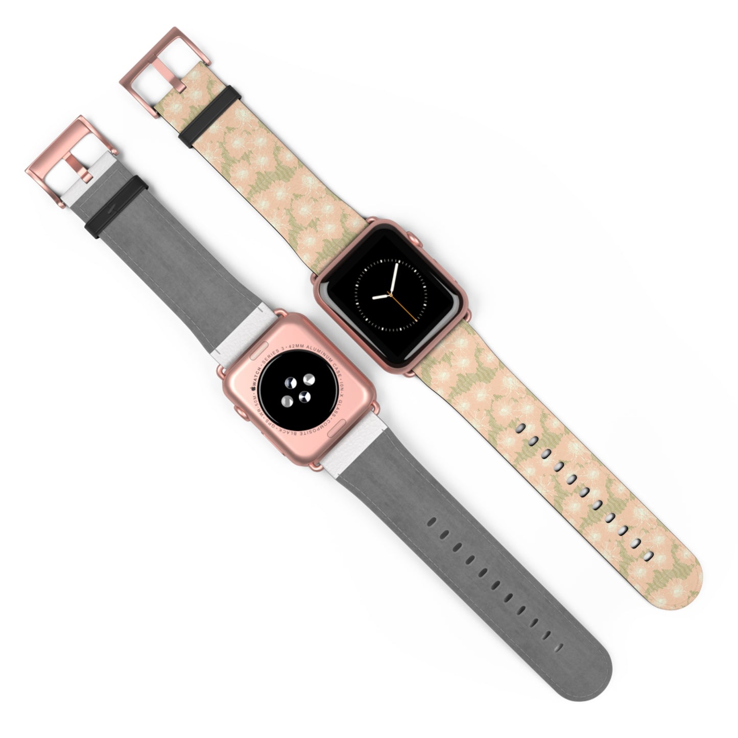 Blush & Sage Floral Apple Watch Band – Soft Peach Watercolor Pattern