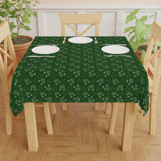 Tablecloth, Mistletoe, Berries and Sprigs, Emerald