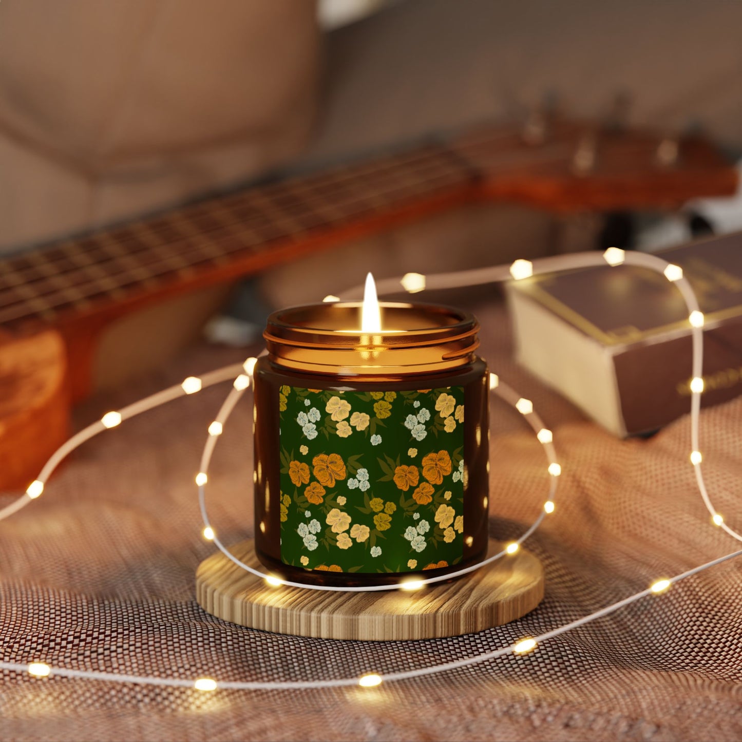 Textured Floral© Emerald Scented Soy Candle | Eco-Friendly Home Decor, Aromatherapy Gift, Relaxation, Self-Care, Holiday Gift