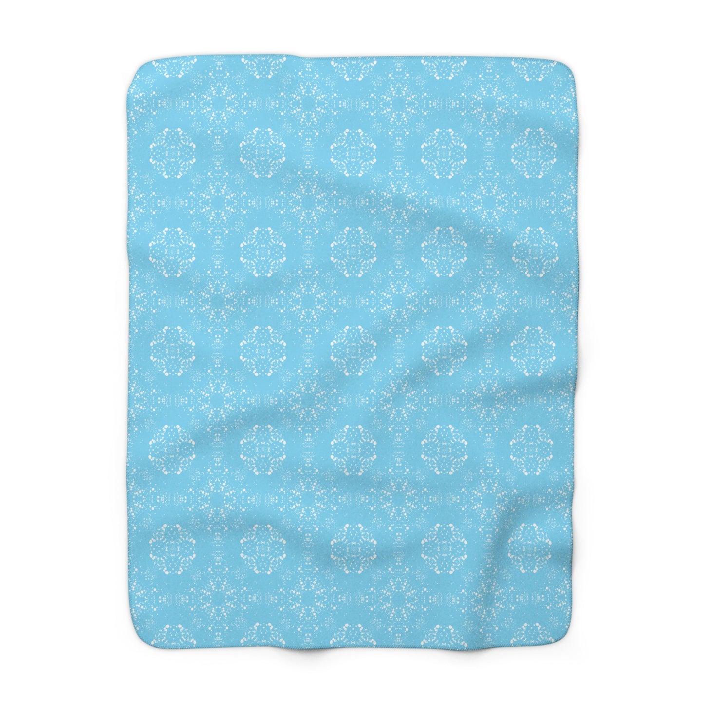 Sherpa Fleece Blanket - Batik Scatter, Light Blue