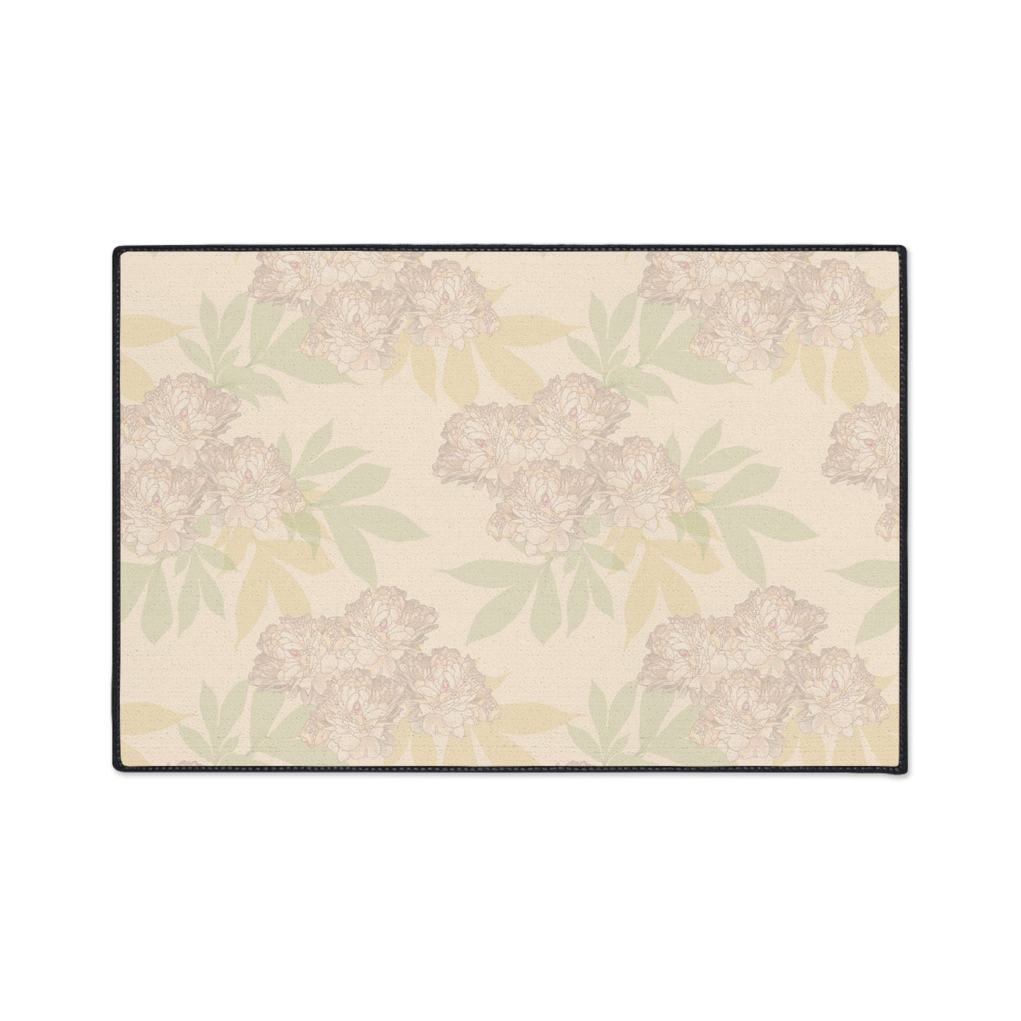 Spacious Floral-Patterned Heavy Duty Floor Mat Featuring Rachel's Peonies© in Blush for Home Decor, Kitchen, Entryway,