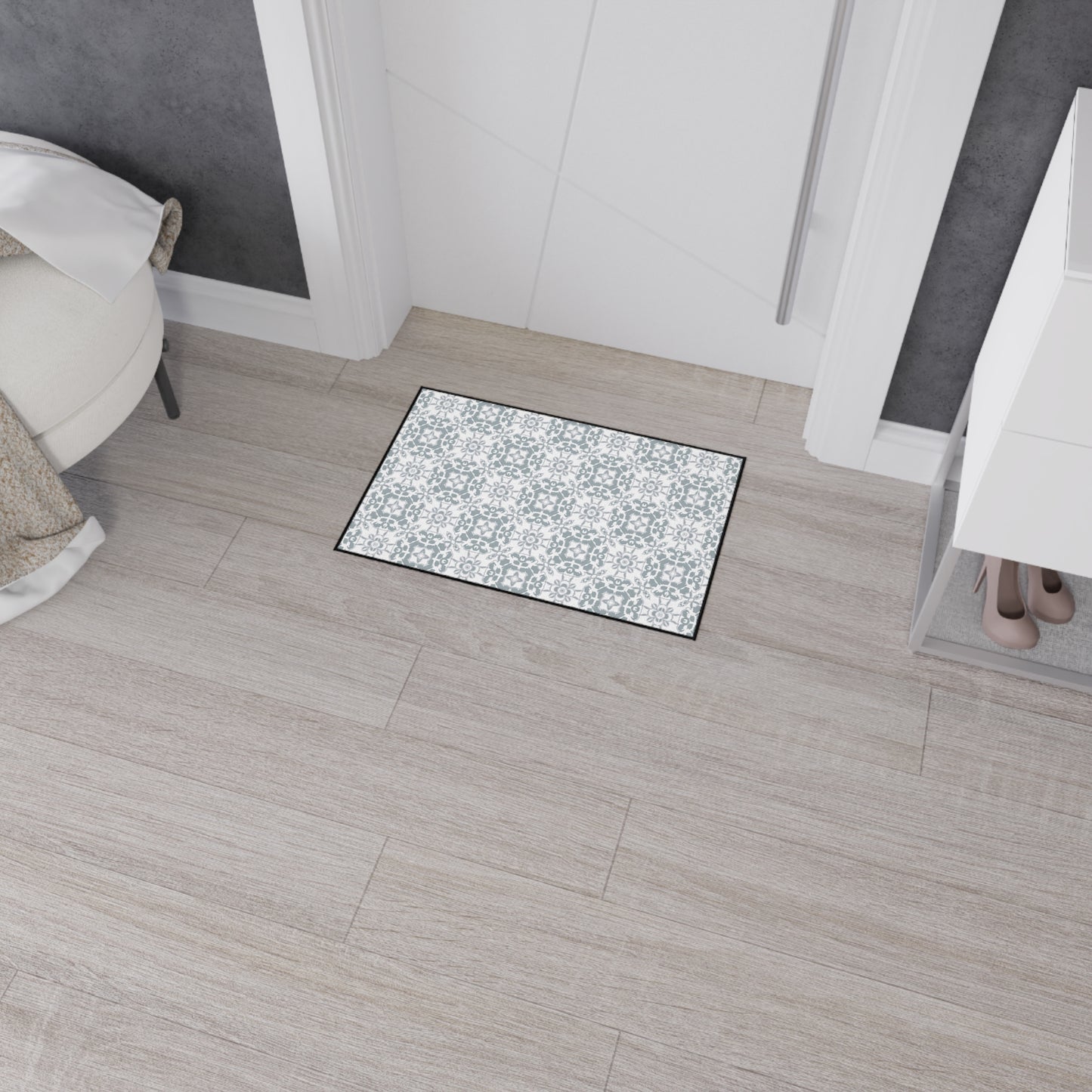 Stylish Heavy Duty Floor Mat Round Coastal Tile© Slate, for Home Decor, Entryway Rug, Indoor/Outdoor Use, Non-Slip Runner, Modern