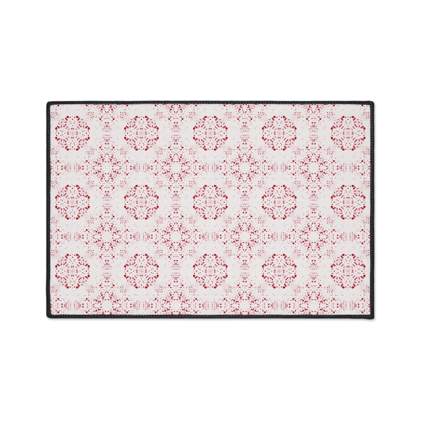 Elegant Heavy Duty Floor Mat Featuring Batik Scatter© in Red and White. Durable Entry Rug, Kitchen Mat, Home Decor, Modern Floor Covering, Decorative Area Rug