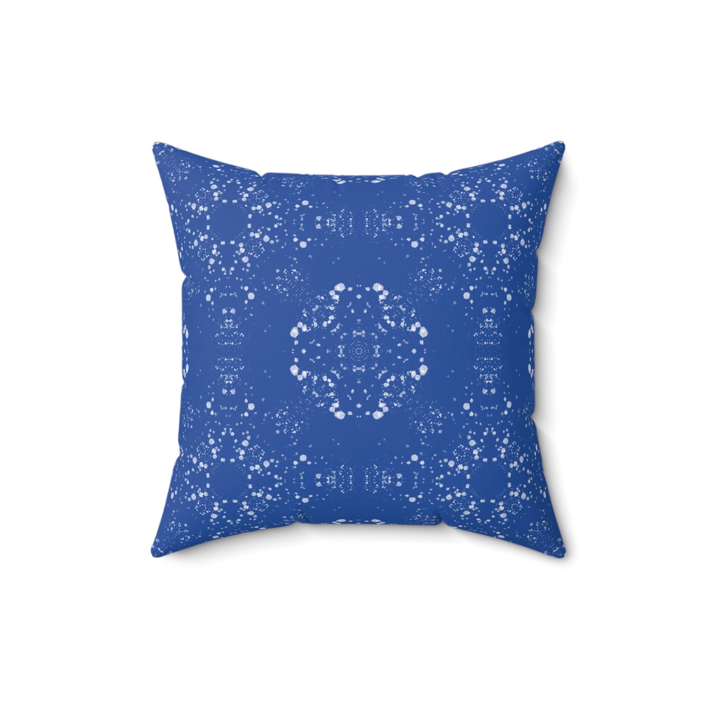 Spun Polyester Square Pillow - Batik Scatter, Dark Blue