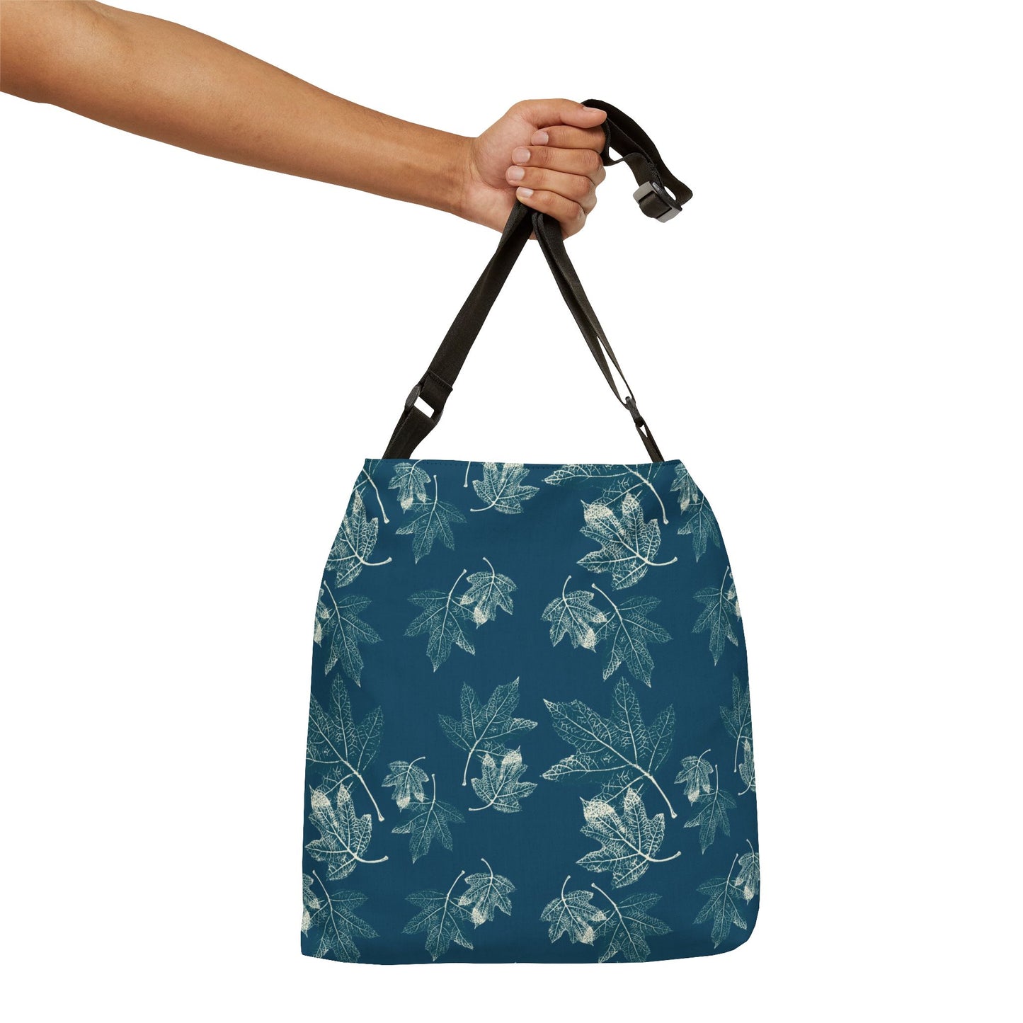 Adjustable Tote Bag (AOP) - Oak Leaf Hydrangea© in Teal