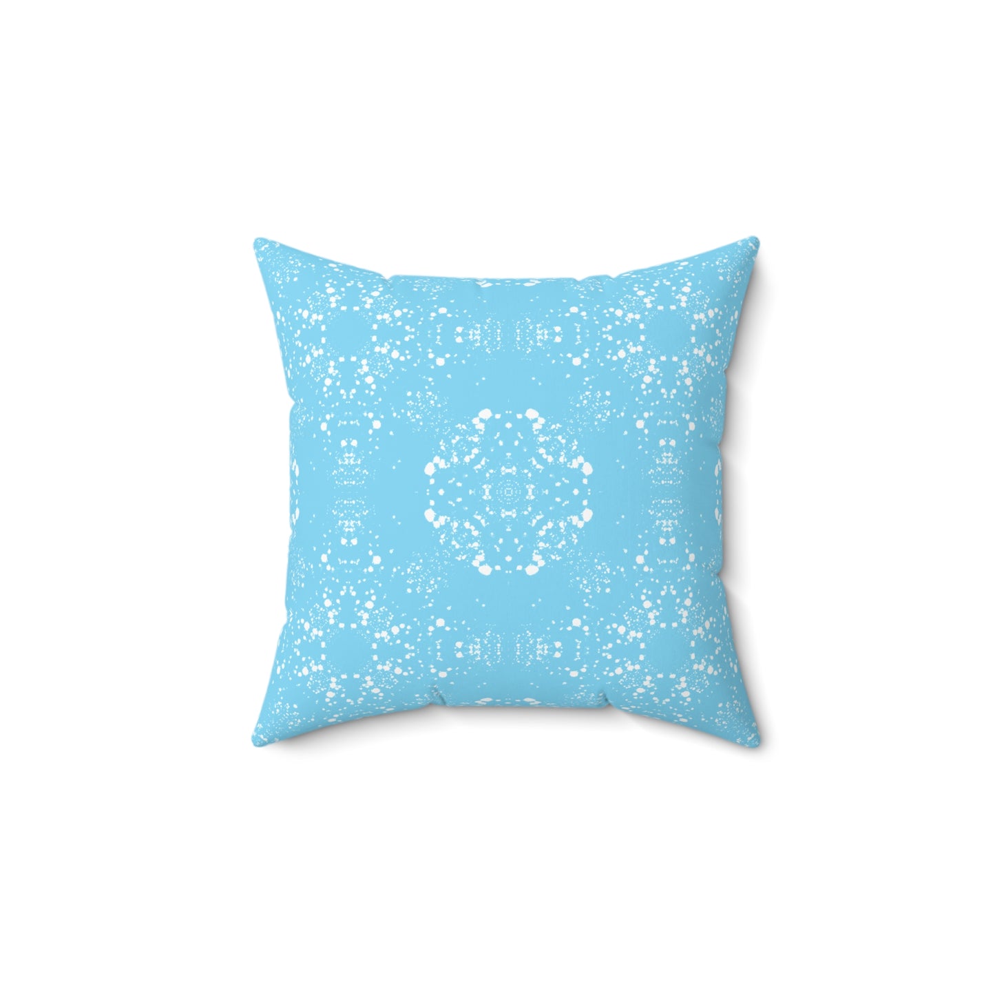 Spun Polyester Square Pillow - Batik Scatter, Light Blue