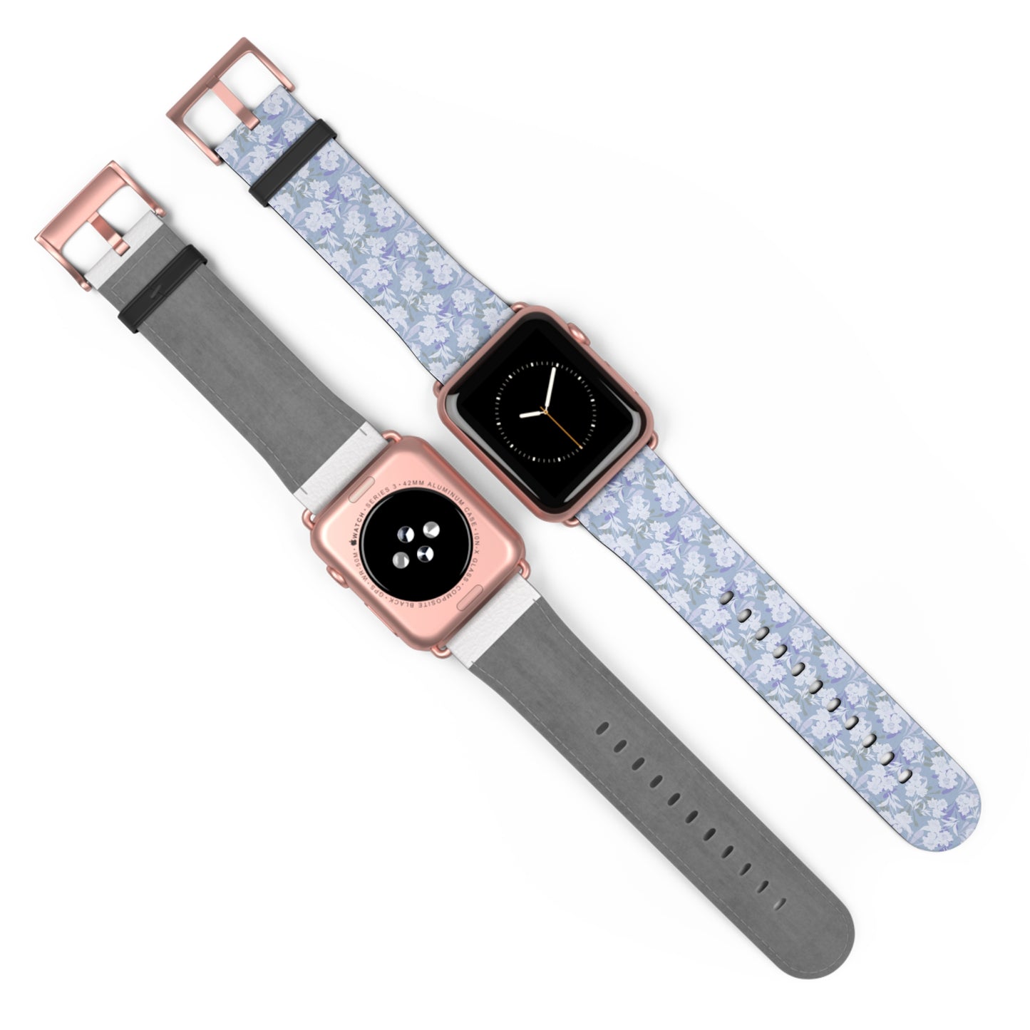 Pastel Periwinkle Floral Watch Band — Lightweight Garden Pattern Strap for Apple Watch