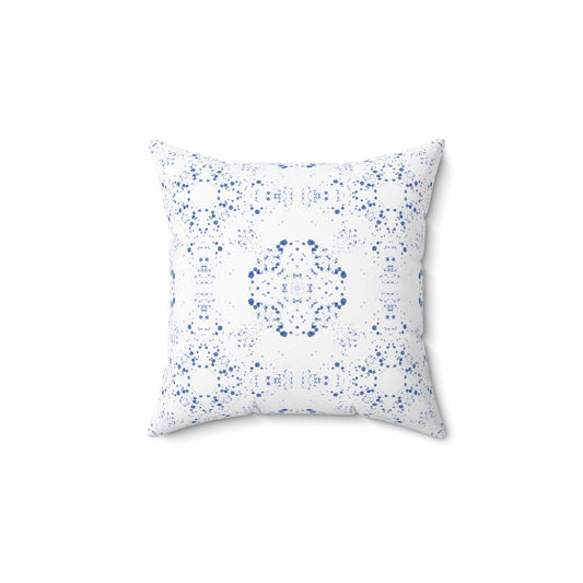 Spun Polyester Square Pillow - Batik Scatter, Blue