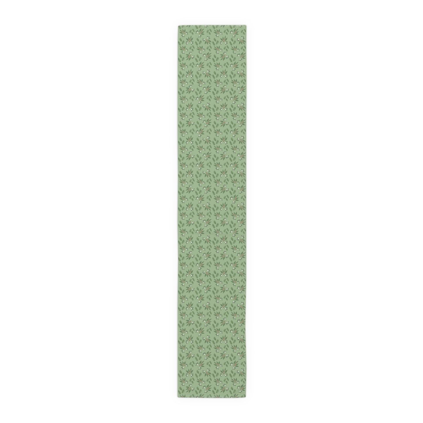 Table Runner - Mistletoe, Berries and Sprigs, Sage (Cotton, Poly)