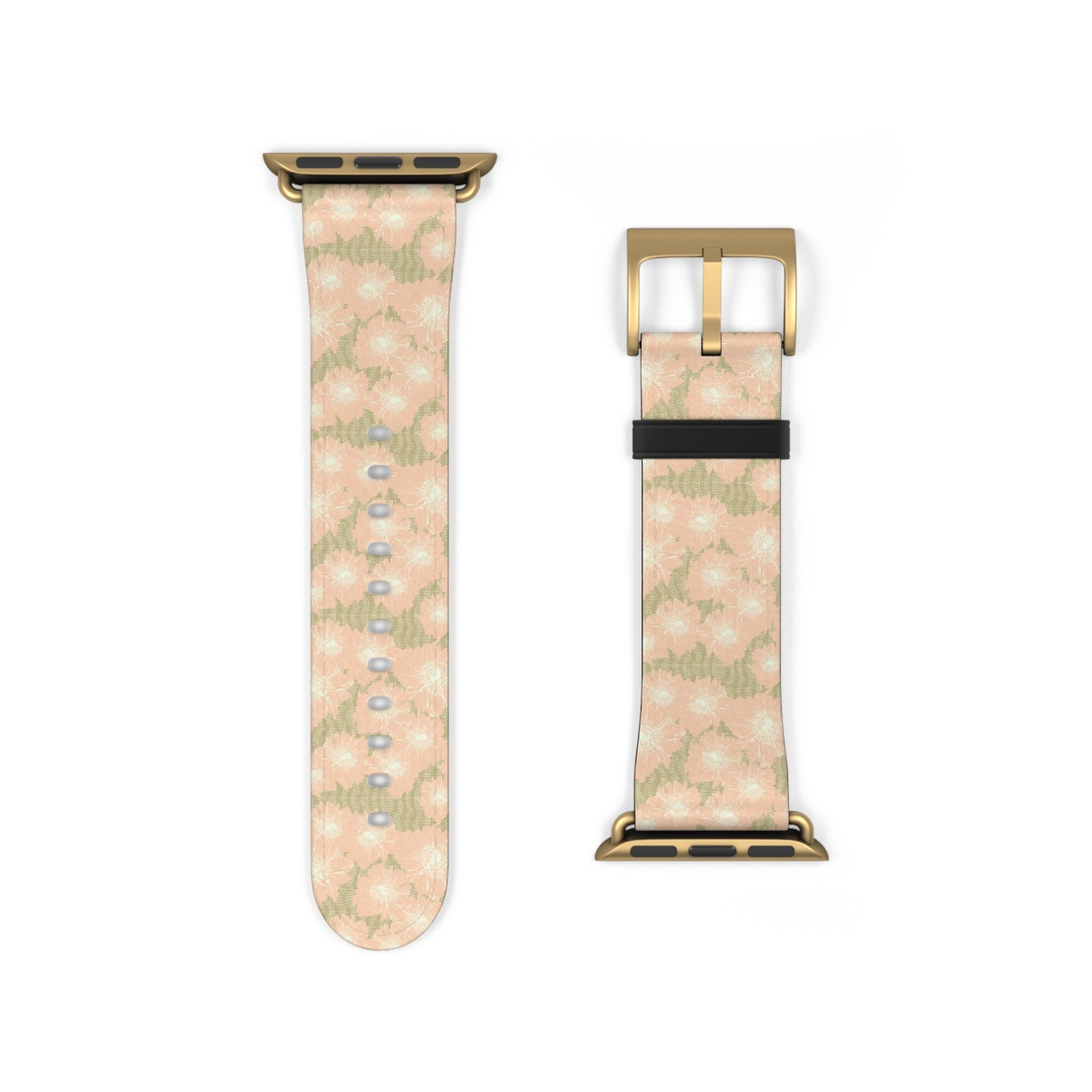 Blush & Sage Floral Apple Watch Band – Soft Peach Watercolor Pattern
