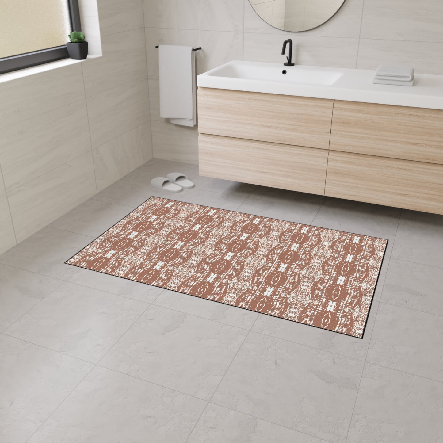 Stylish Heavy Duty Floor Mat, Half Bamboo© Mocha, Home Decor, Kitchen Mat, Entryway Rug, Modern Living Space, Gift Idea