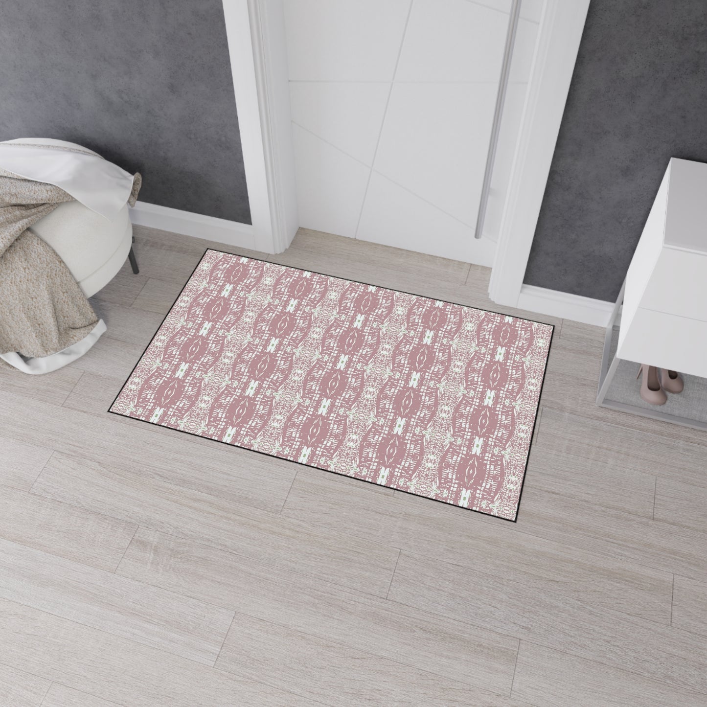 Stylish Heavy Duty Floor Mat, Half Bambo© Dusty Rose, Non-slip Entrance Rug, Boho Home Decor, Kitchen Mat, Indoor/Outdoor Mat,