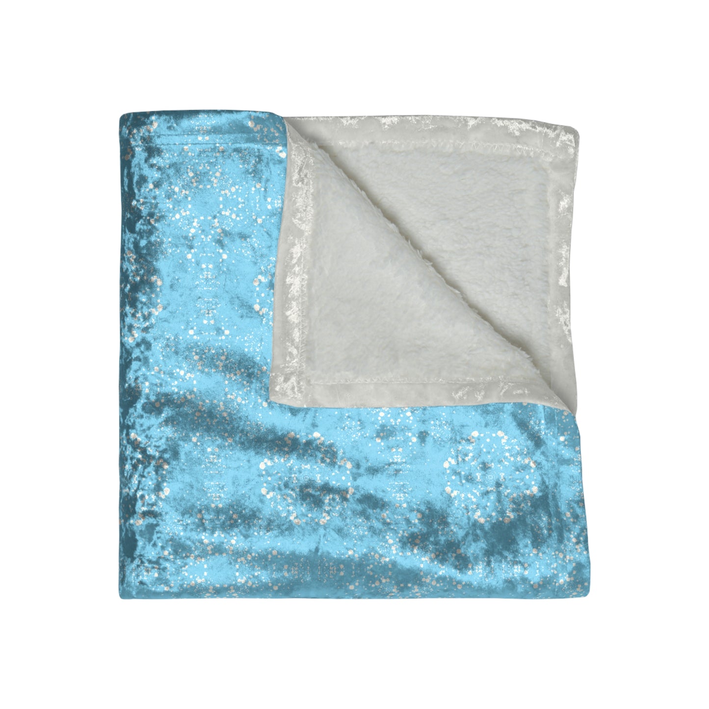 Crushed Velvet Blanket - Batik Scatter, Light Blue