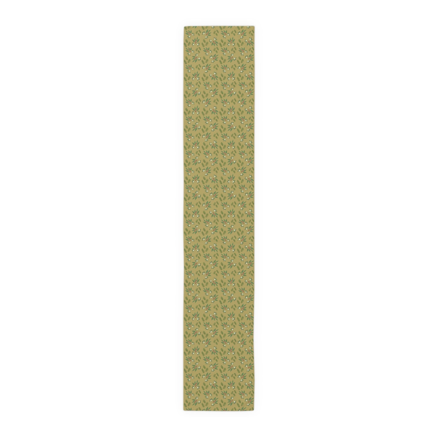 Table Runner - Mistletoe, Berries and Sprigs, Gold (Cotton, Poly)