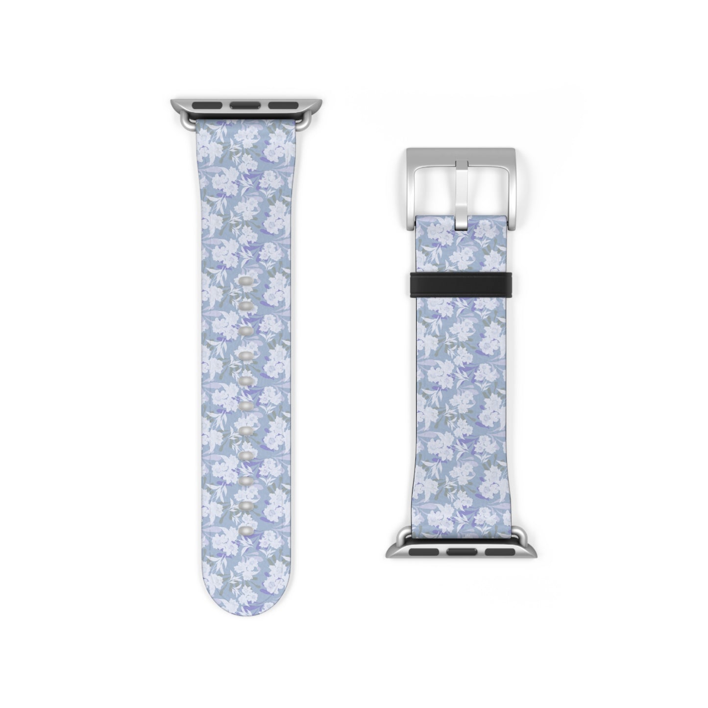 Pastel Periwinkle Floral Watch Band — Lightweight Garden Pattern Strap for Apple Watch