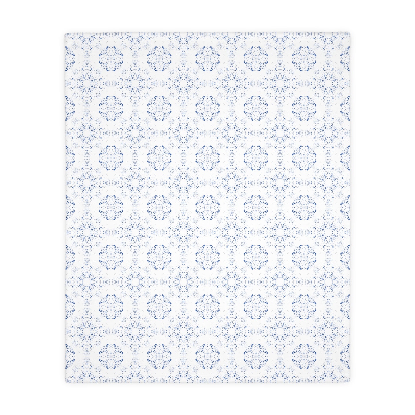 Velveteen Microfiber Blanket (Two-sided print) - Batik Scatter, Blue and White