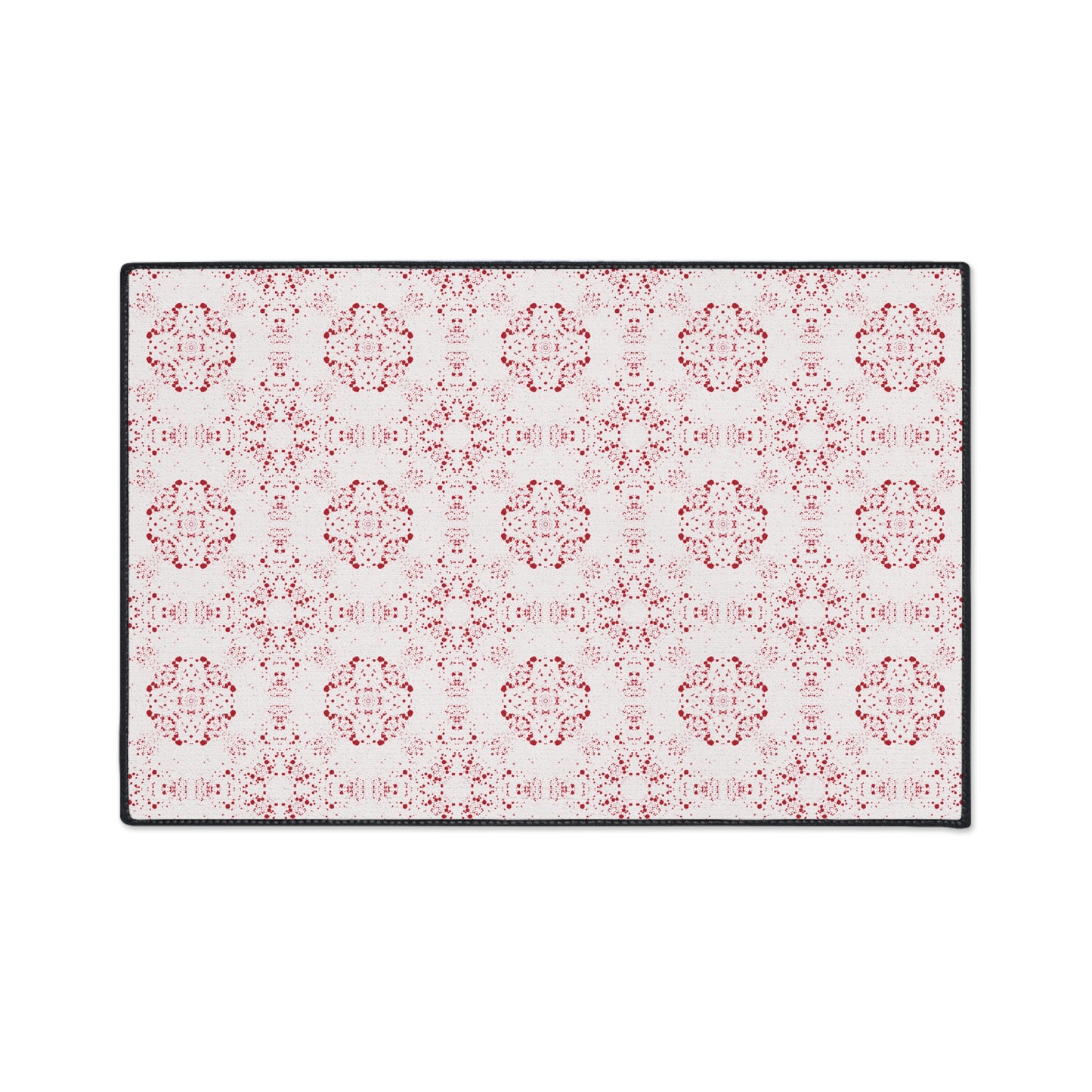 Elegant Heavy Duty Floor Mat Featuring Batik Scatter© in Red and White. Durable Entry Rug, Kitchen Mat, Home Decor, Modern Floor Covering, Decorative Area Rug