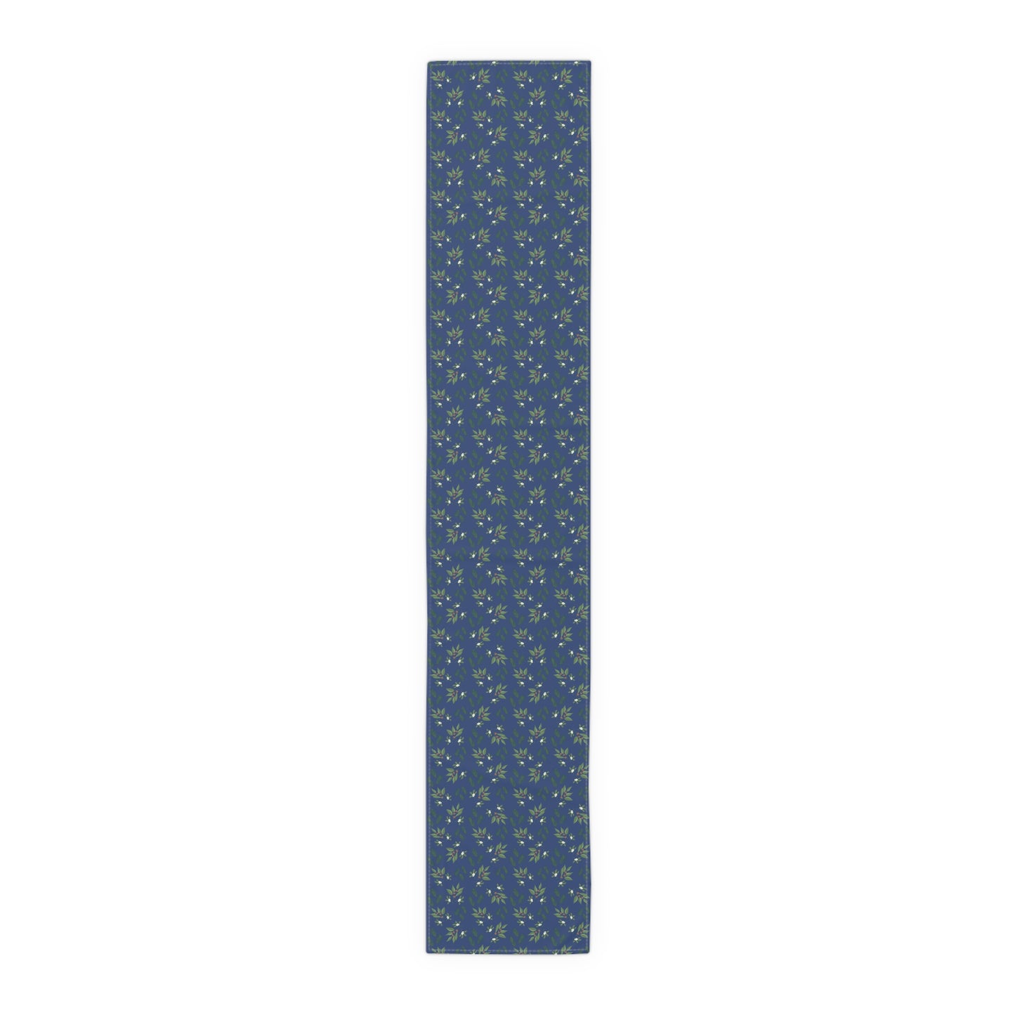 Table Runner - Mistletoe, Berries and Sprigs, Blue (Cotton, Poly)