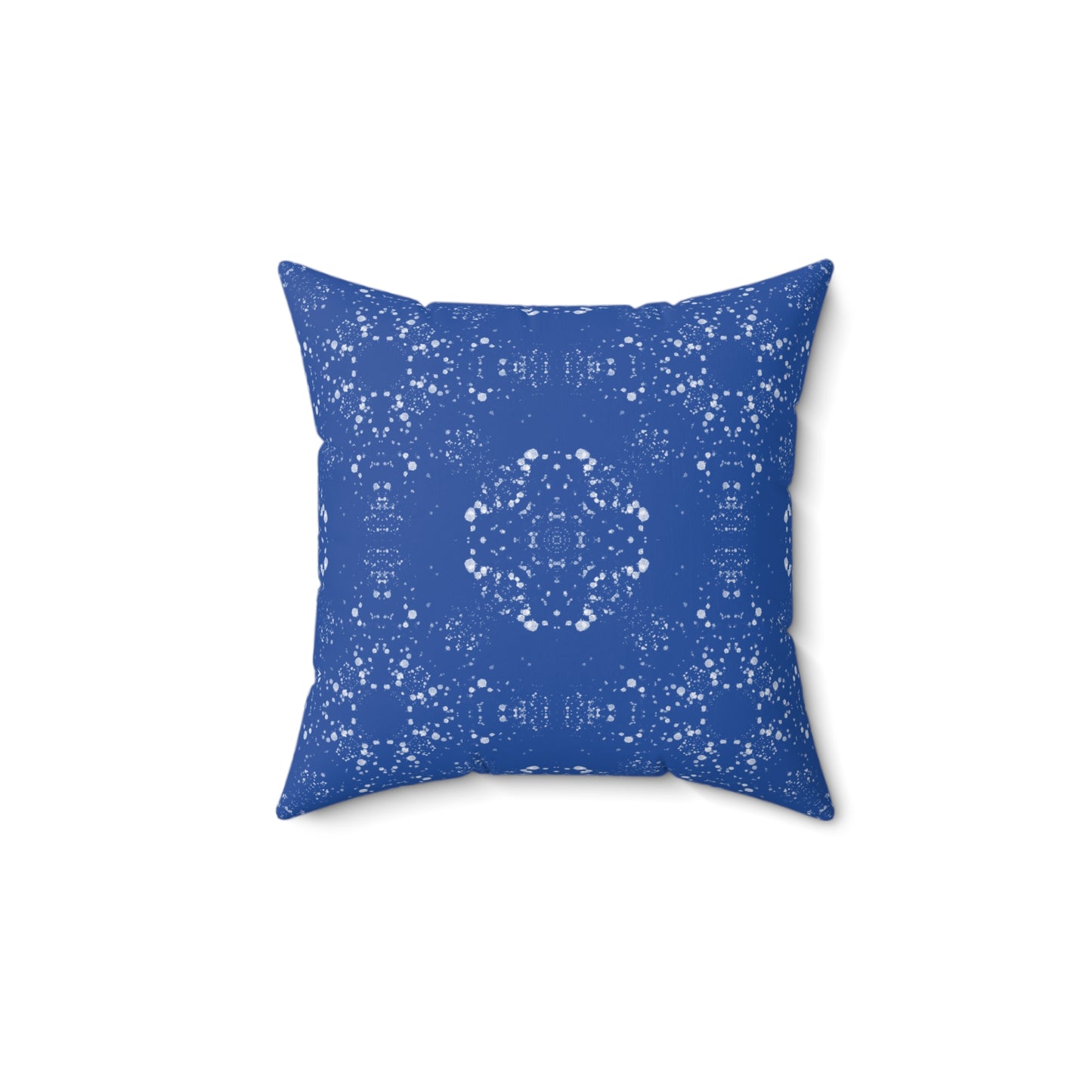 Spun Polyester Square Pillow - Batik Scatter, Dark Blue