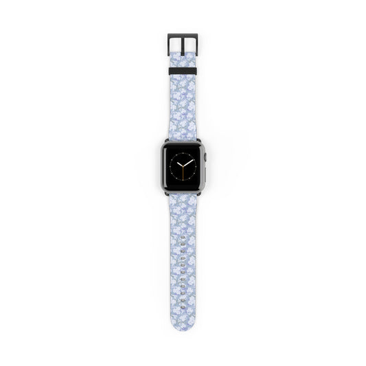 Pastel Periwinkle Floral Watch Band — Lightweight Garden Pattern Strap for Apple Watch