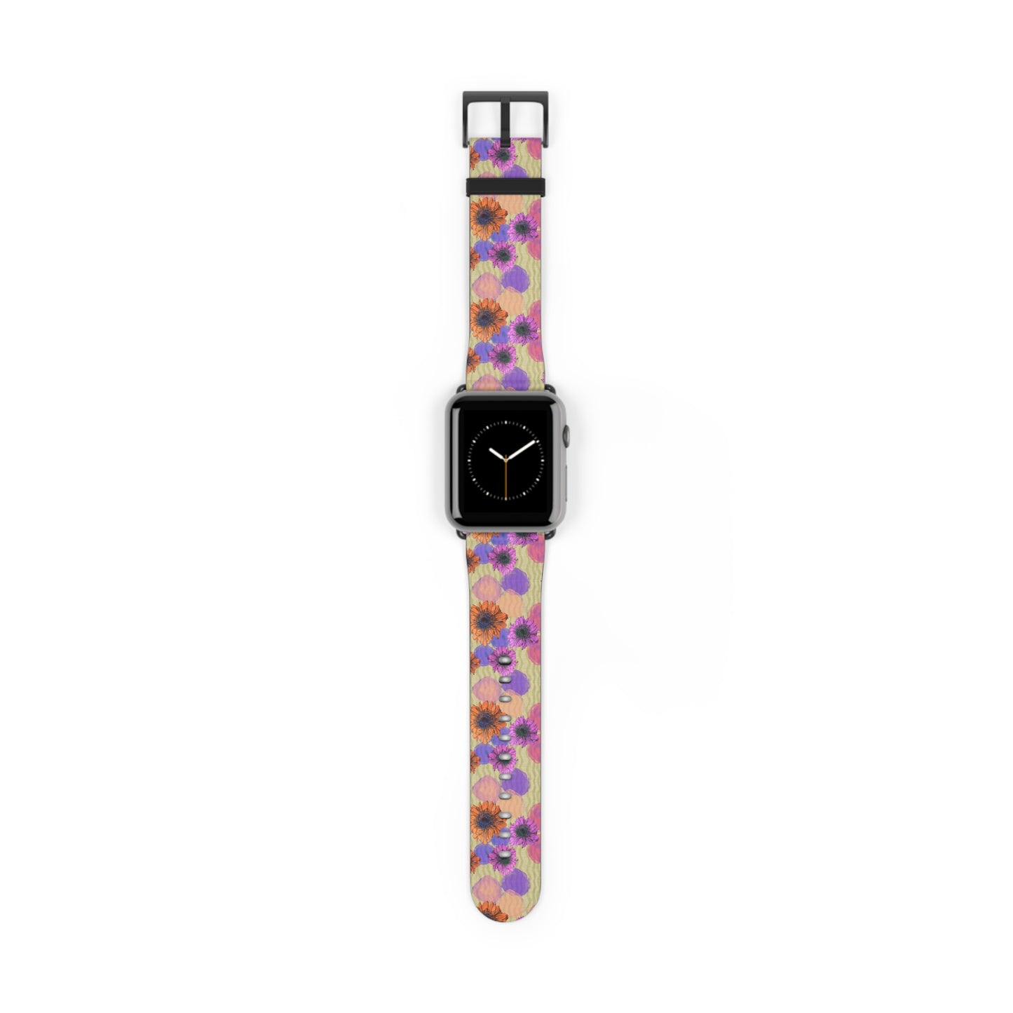Floral Watercolor Apple Watch Band — Purple & Orange Zinnia Print