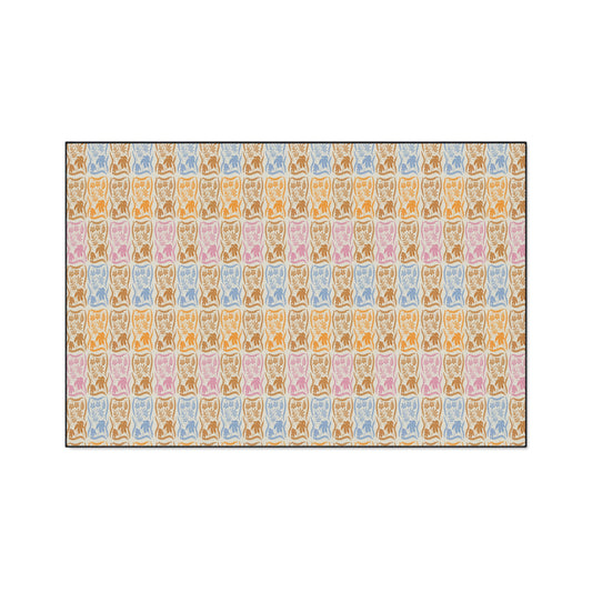 Stylish Heavy Duty Floor Mat - Boho Floral Block Print© Orange, Durable Entryway Rug, Non-Slip Doormat, Kitchen Floor Protector,