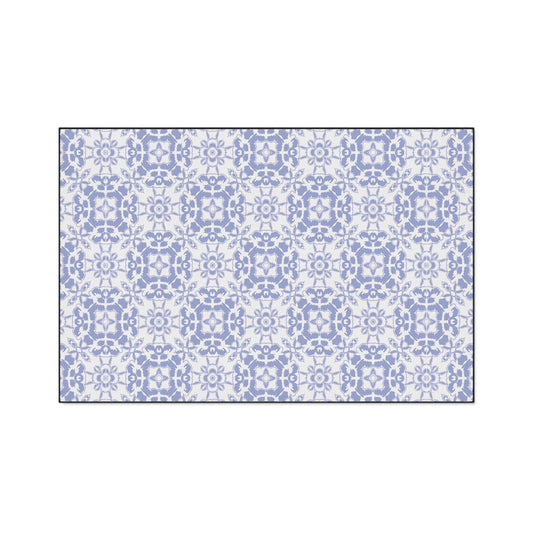 Stylish Heavy Duty Floor Mat Round Coastal Tile© Periwinkle, for Entryway, Kitchen Decor, Home Rug, Non-Slip Mat, Durable Area Rugs