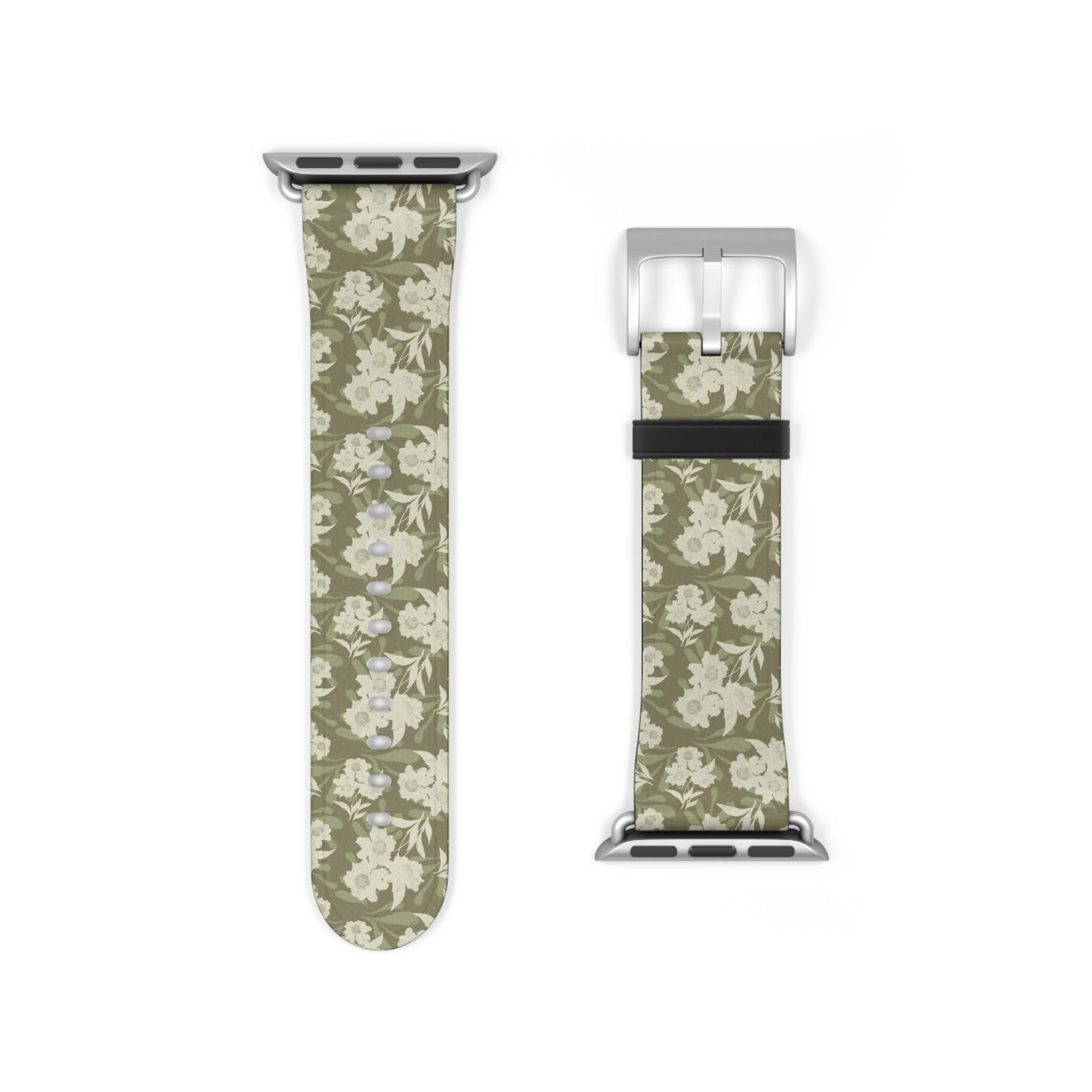 Olive Floral Pattern Watch Band — Vintage Botanical Apple Watch Strap