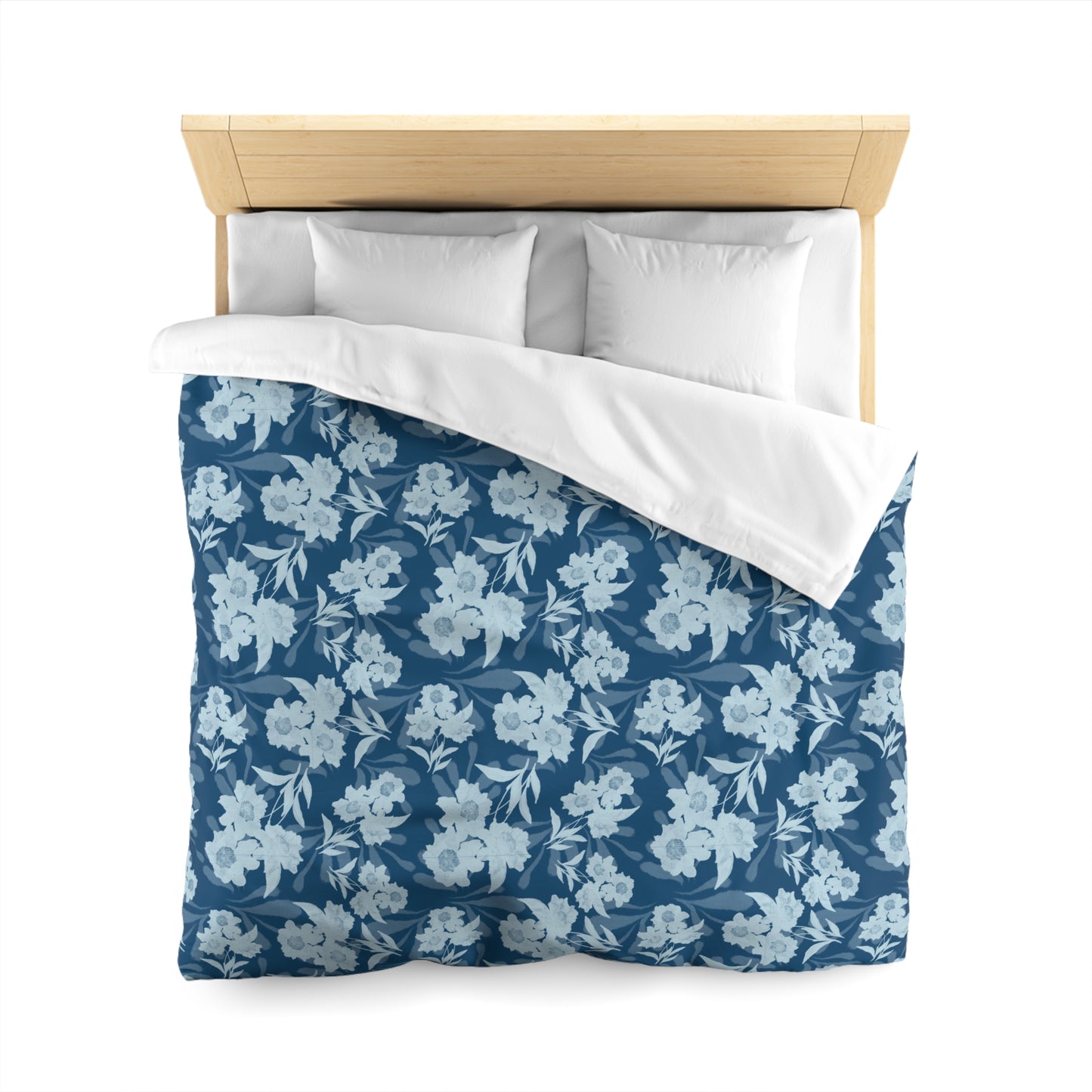 Microfiber Duvet Cover - Elaine© and Frond Splash©, Dark Blue