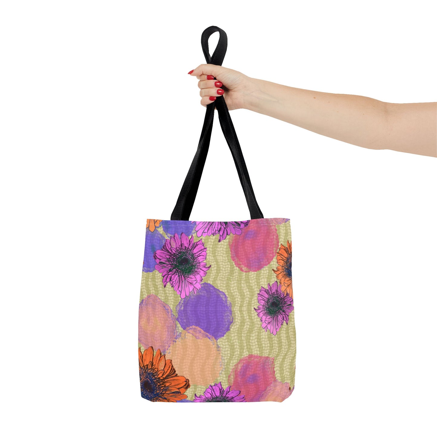 Floral Watercolor Tote Bag — Colorful Sunflower & Paint-Blob All-Over Print
