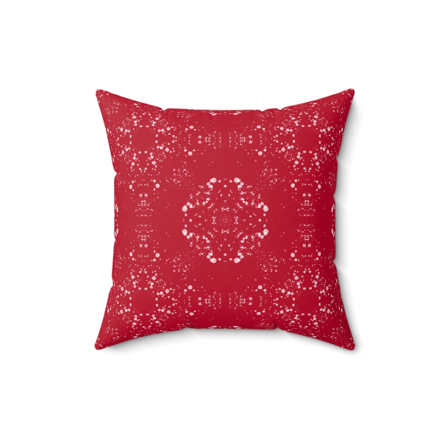 Spun Polyester Square Pillow - Batik Scatter, Dark Red