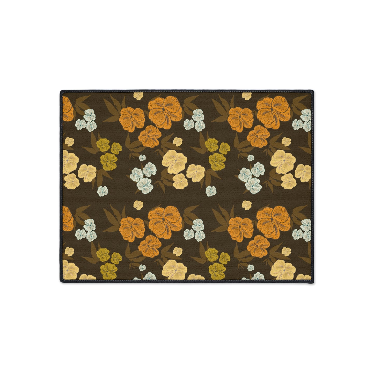 Heavy-Duty Floor Mat | Featuring Textured Floral© in Chocolate Brown. Durable Indoor/Outdoor Rug for Home Decor, Kitchen, Entryway, Flower Pattern, Stylish Welcome Mat