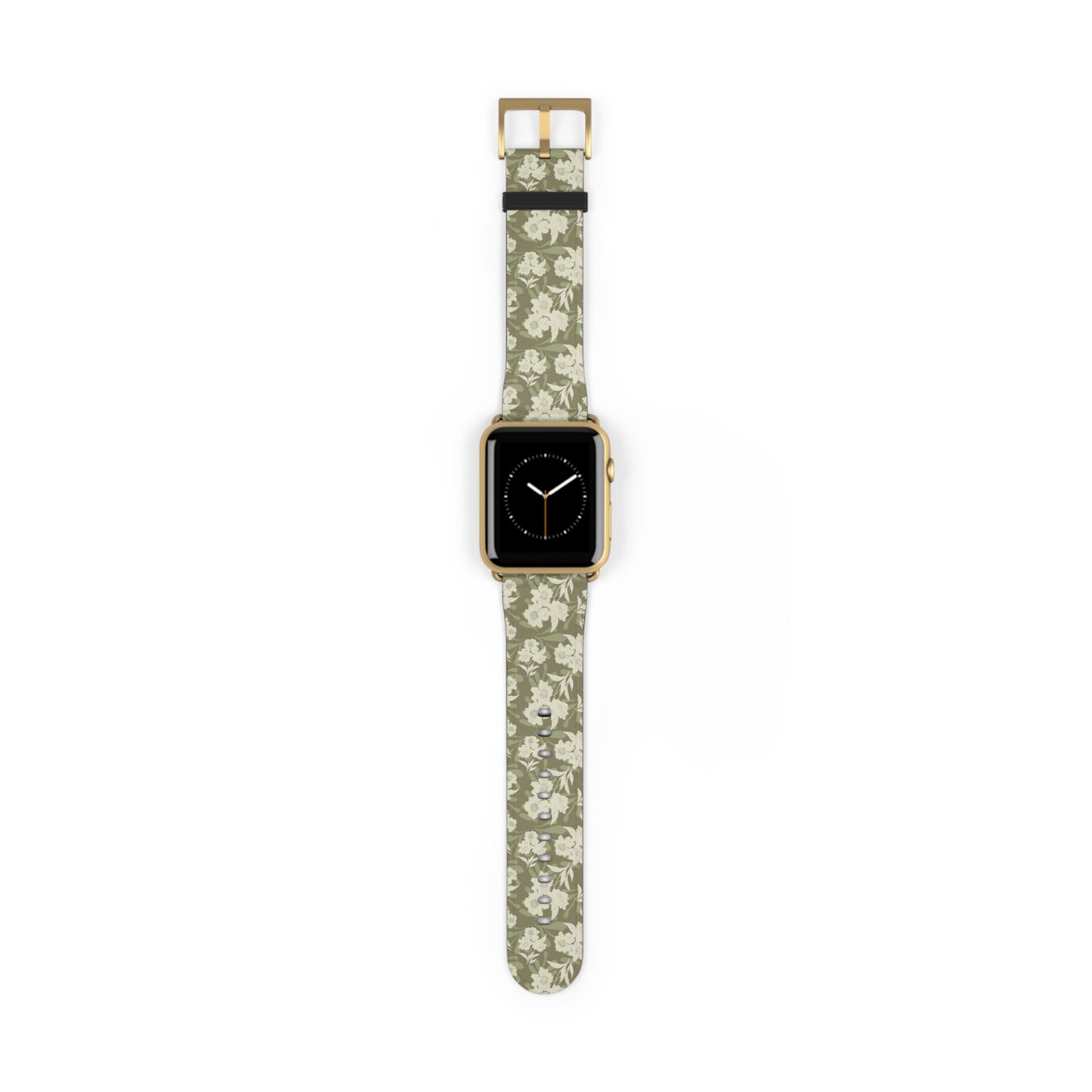Olive Floral Pattern Watch Band — Vintage Botanical Apple Watch Strap