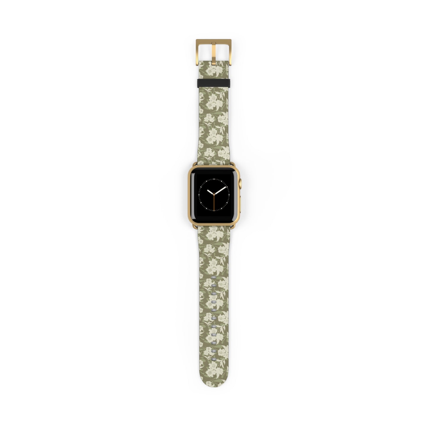 Olive Floral Pattern Watch Band — Vintage Botanical Apple Watch Strap
