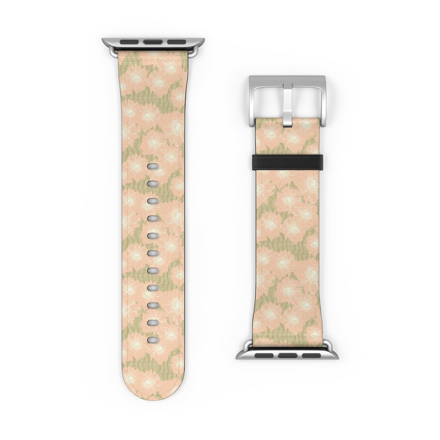 Blush & Sage Floral Apple Watch Band – Soft Peach Watercolor Pattern