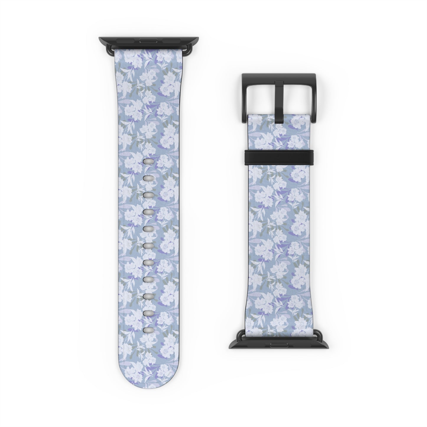 Pastel Periwinkle Floral Watch Band — Lightweight Garden Pattern Strap for Apple Watch
