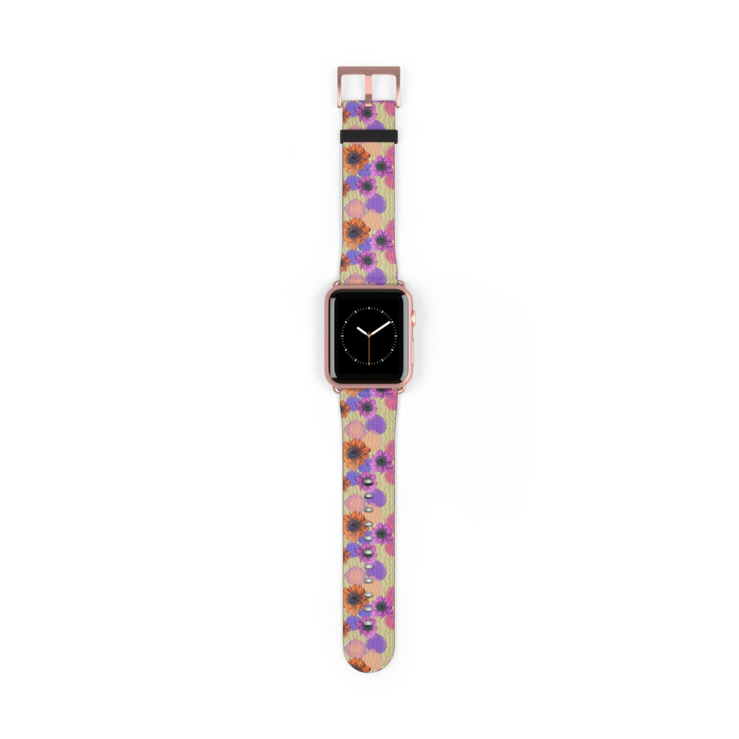 Floral Watercolor Apple Watch Band — Purple & Orange Zinnia Print