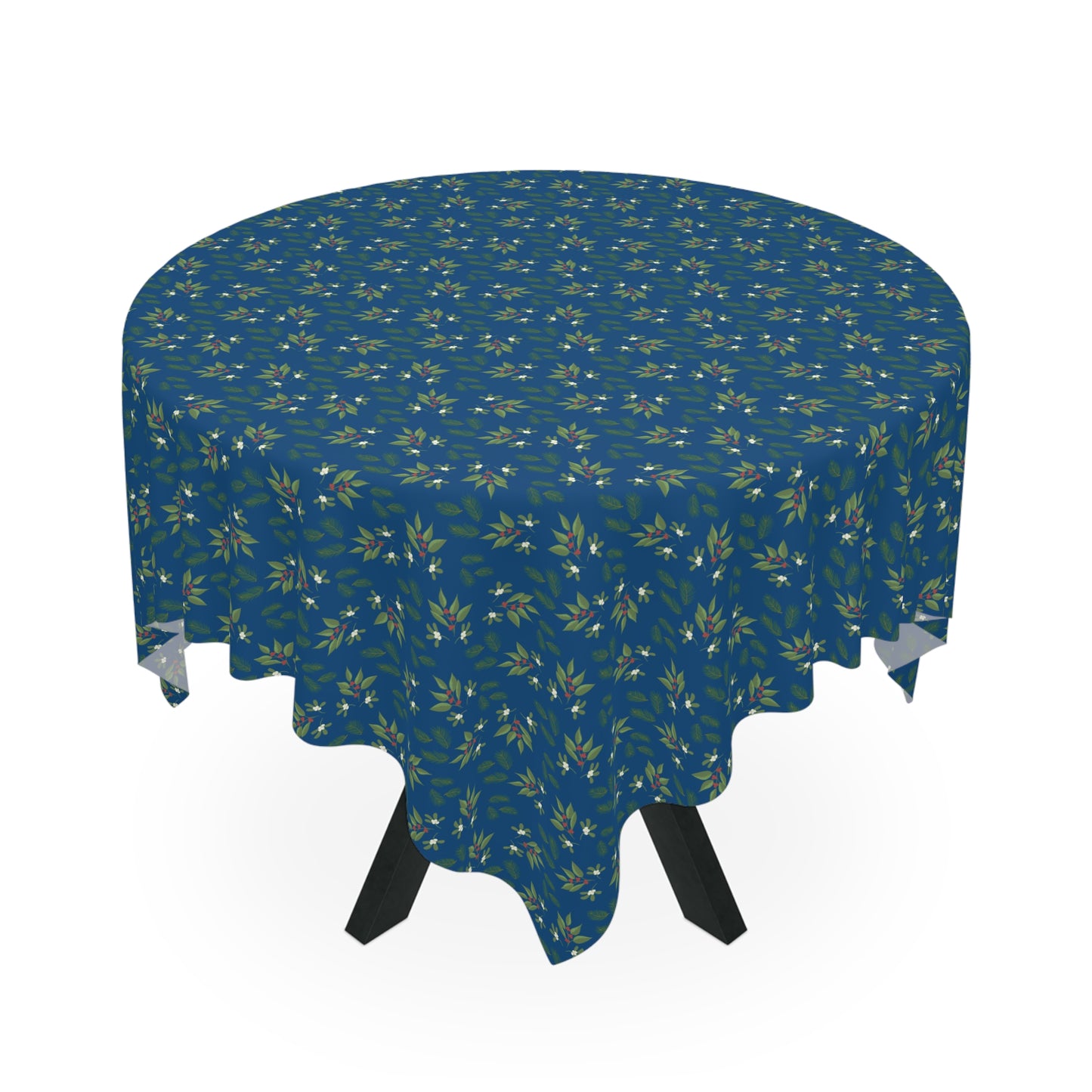 Tablecloth - Mistletoe, Berries and Sprigs, Blue